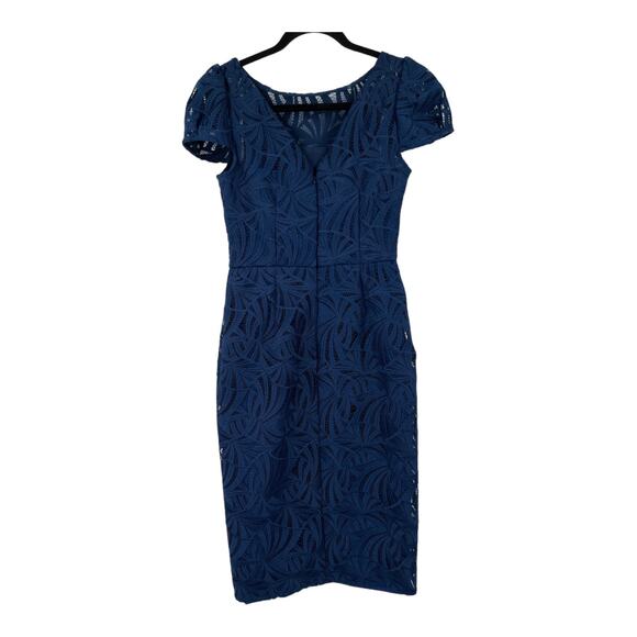 Kay Unger Dress  Zelda Lace mini blue size 2 - Picture 6 of 9